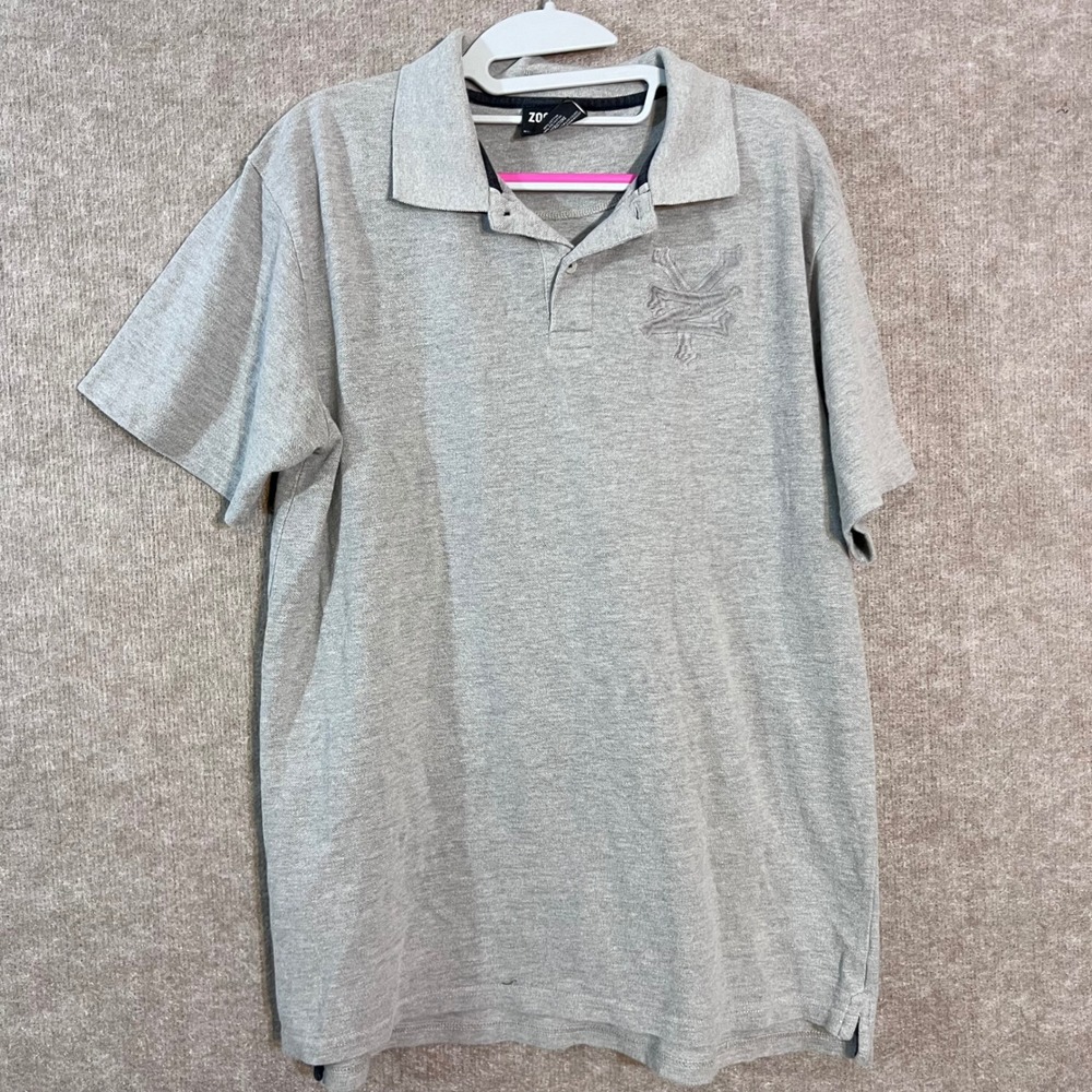Zoo York Polo Shirt Mens XL Gray Short Sleeve Embroidered Logo Skate Streetwear